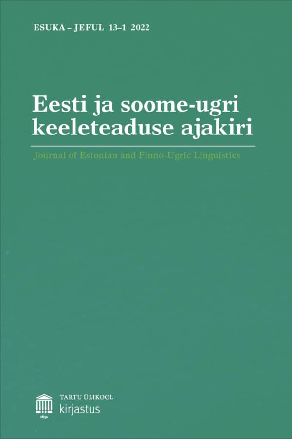 Eesti Ja Soome-ugri Keeleteaduse Ajakiri-journal Of Estonian And Finno-ugric Lin